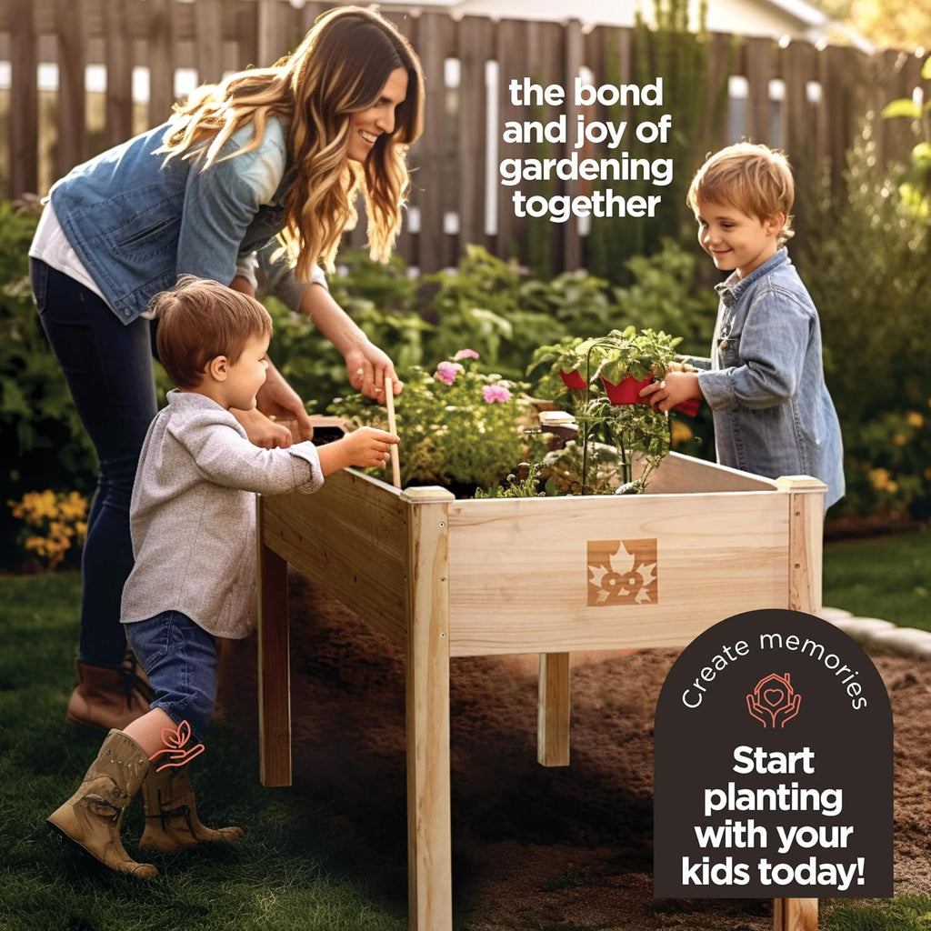 Cedar Raised Garden Bed with Legs, Outdoor Planter Box 48x24x30, 200lb