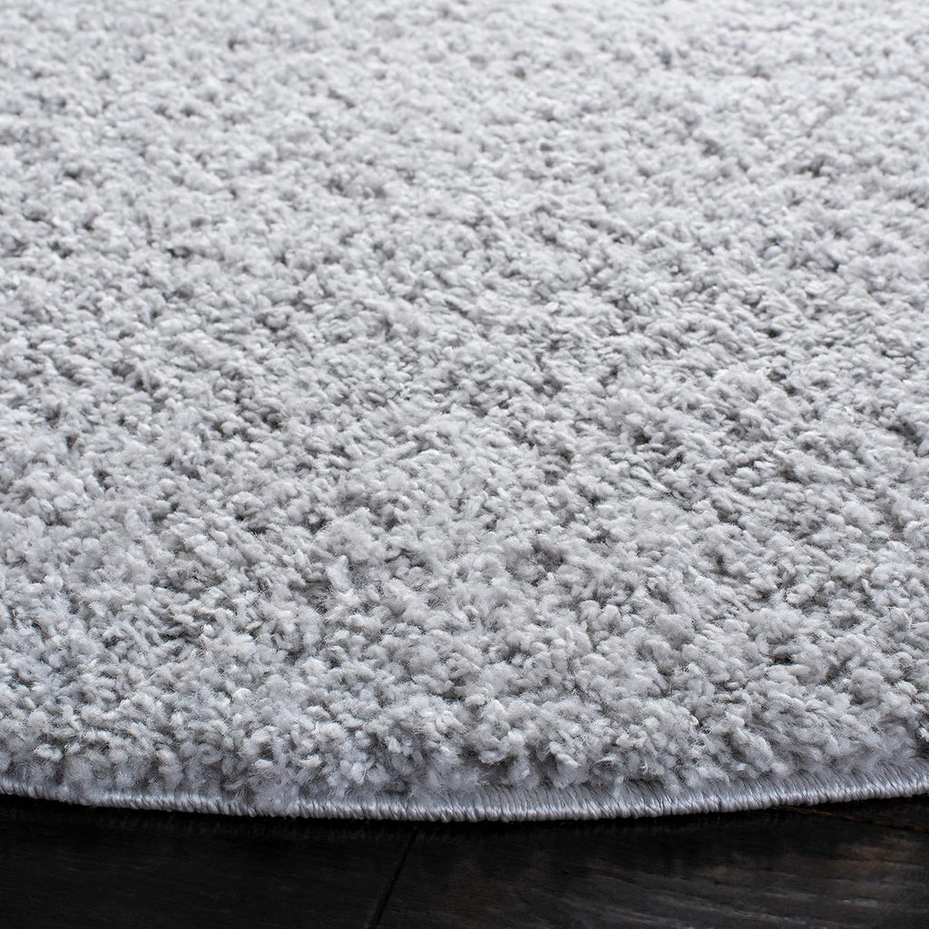 August Shag Collection Area Rug - 6'7" Square, Light Grey, Solid Design, Non-Shedding & Easy Care, 1.25-inch Thick