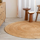 6ft Round Natural Jute Rug - Handwoven Braided Reversible Vintage Area Rug Farmhouse Rustic and Bohe
