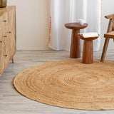 6ft Round Natural Jute Rug - Handwoven Braided Reversible Vintage Area Rug Farmhouse Rustic and Bohe