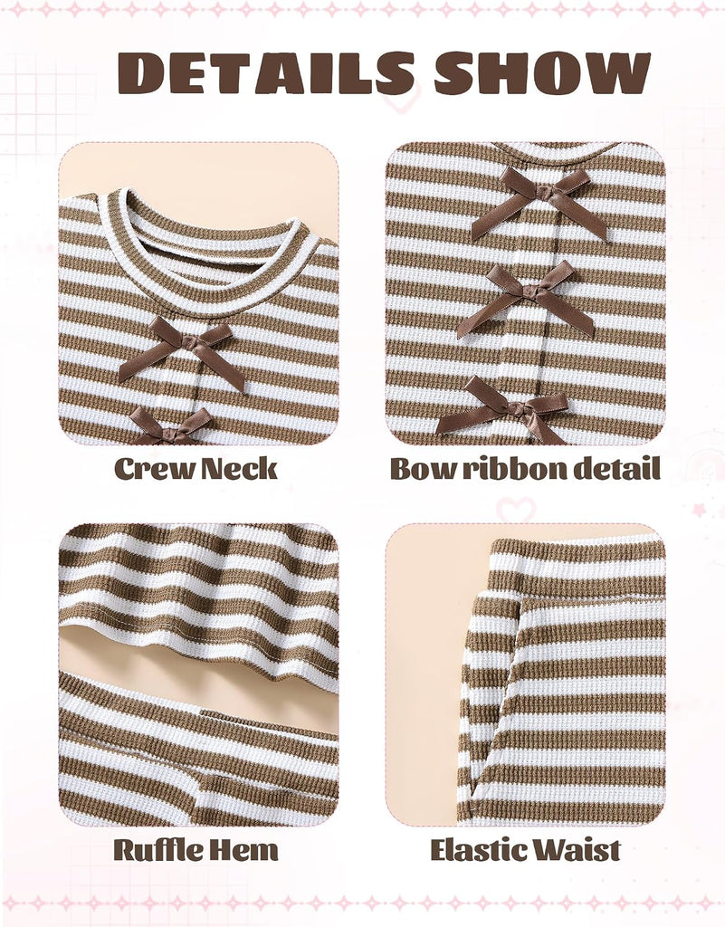 Toddler Baby Girl Clothes Ruffle Striped Fall Winter Outfits