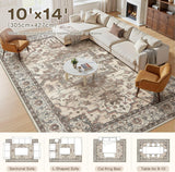 10x14 Area Rugs Living Room: Washable Vintage Rug Large Non-Slip Stain Resistant Ultra Soft Low Pile