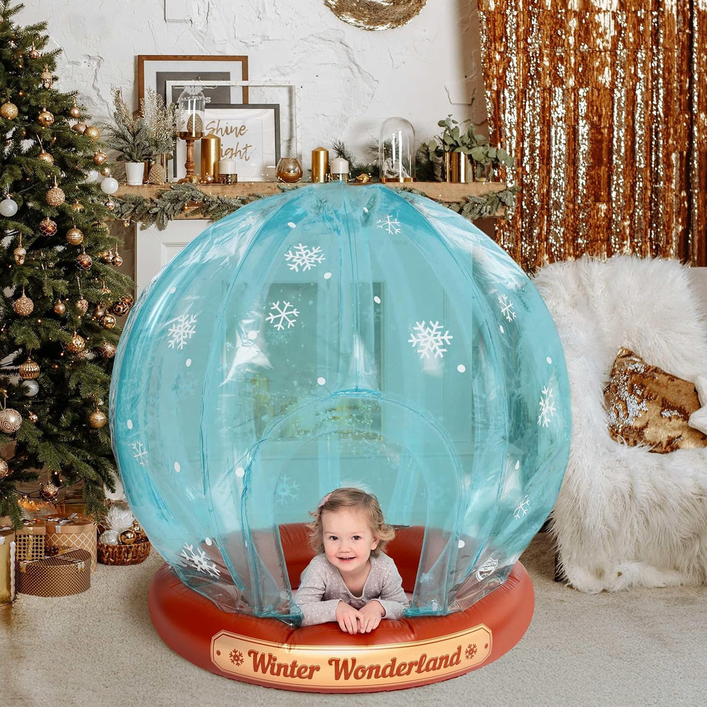 Inflatable Snow Globe - Inflatable Snow Fort with Entrance - Outdoor & Indoor Christmas Decorations for Yard, Kids