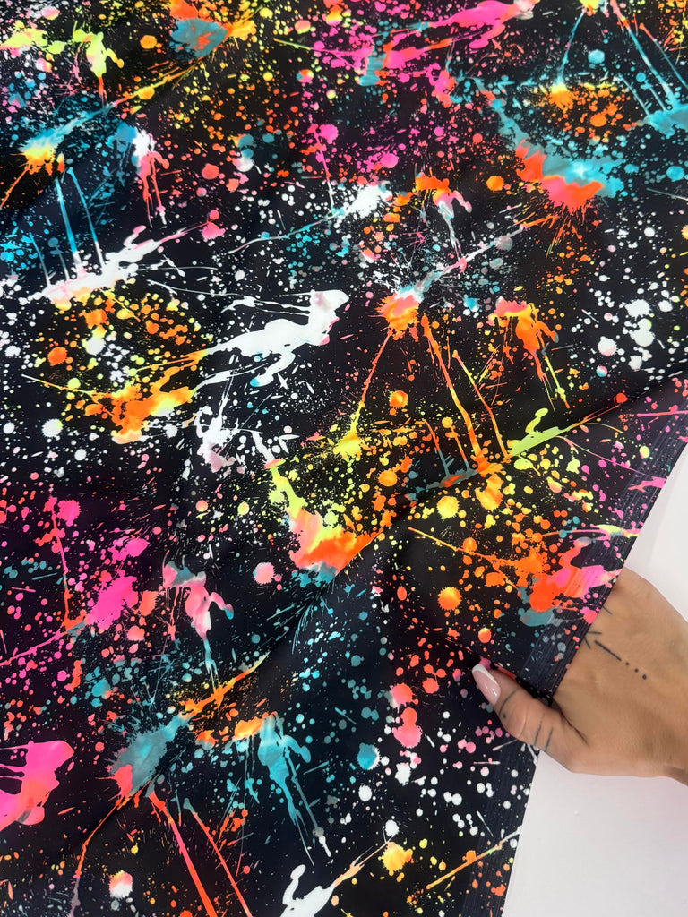 Colour Splash Print Premium Nylon Spandex Fabric - Ultra-Soft & Stretchy 4-Way Stretch Fabric by The Yard - Perfect