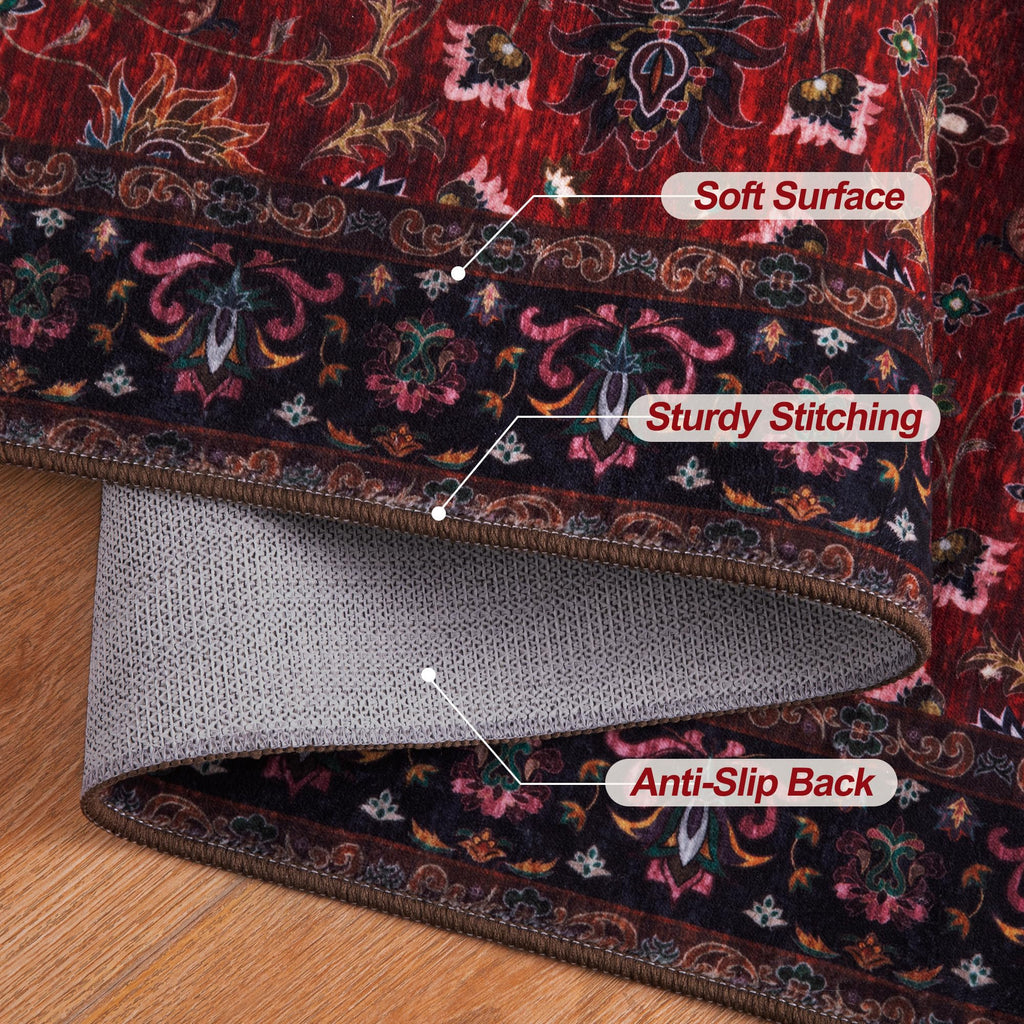 Red 2x5 Washable Runner Rugs s, Oriental Non Slip Rug Runner