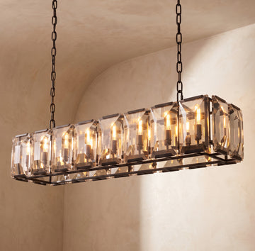 Inspired Harlow Style 54 Inch Rectangular Crystal Prism Chandelier Iron - Main Product View