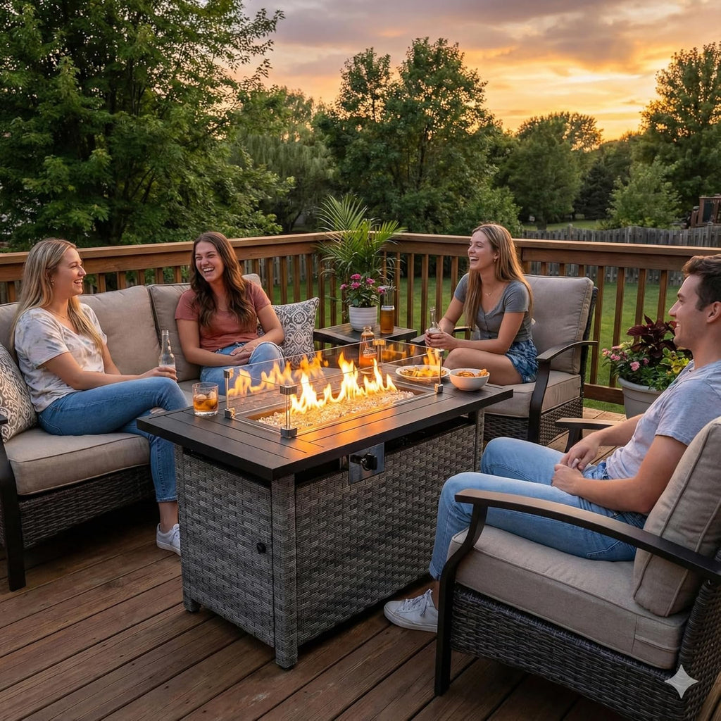 44" Fire Pit Table with Wind Guard