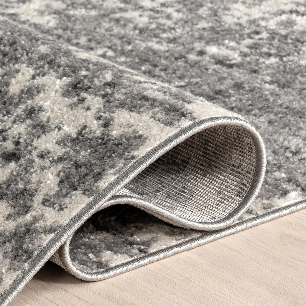 Deedra Grey Abstract Power Loomed Area Rug, Oval 7' x 9'