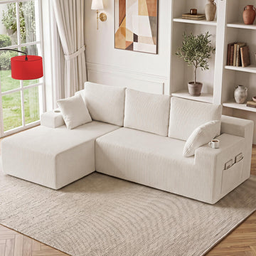 Cloud Sectional Boneless Couches, Modular L Shaped Couch with Deep Seat Oversized Left Facing Chaise, Memory Foam