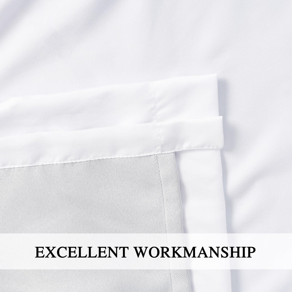 White Blackout Window Curtains, 52" W x 96" L x 2 Panels