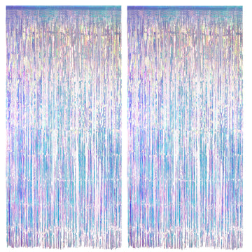 Iridescent Party Streamers Backdrop 3.2ft x 6.5ft 2 PCS