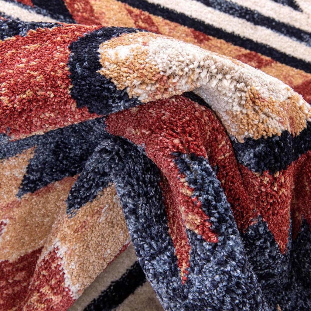 Tulsa Lea Crimson Traditional Southwestern Tribal Area Rug