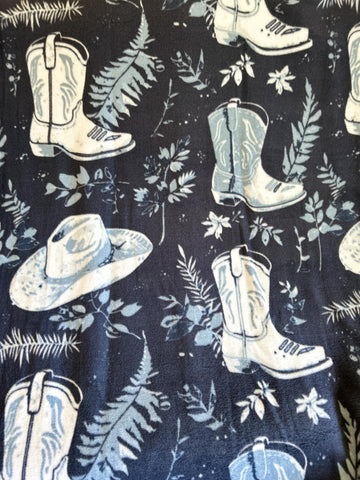 Country Cowboy Boots and Hats Anti-Pill Premium Fleece Fabric By The Yard
