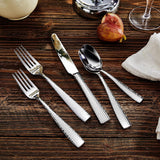 Premium 20/45/65-Piece Louis Hammered Silverware Set with Squared Edge, 18/10 Stainless Steel, Service for 4/8/12