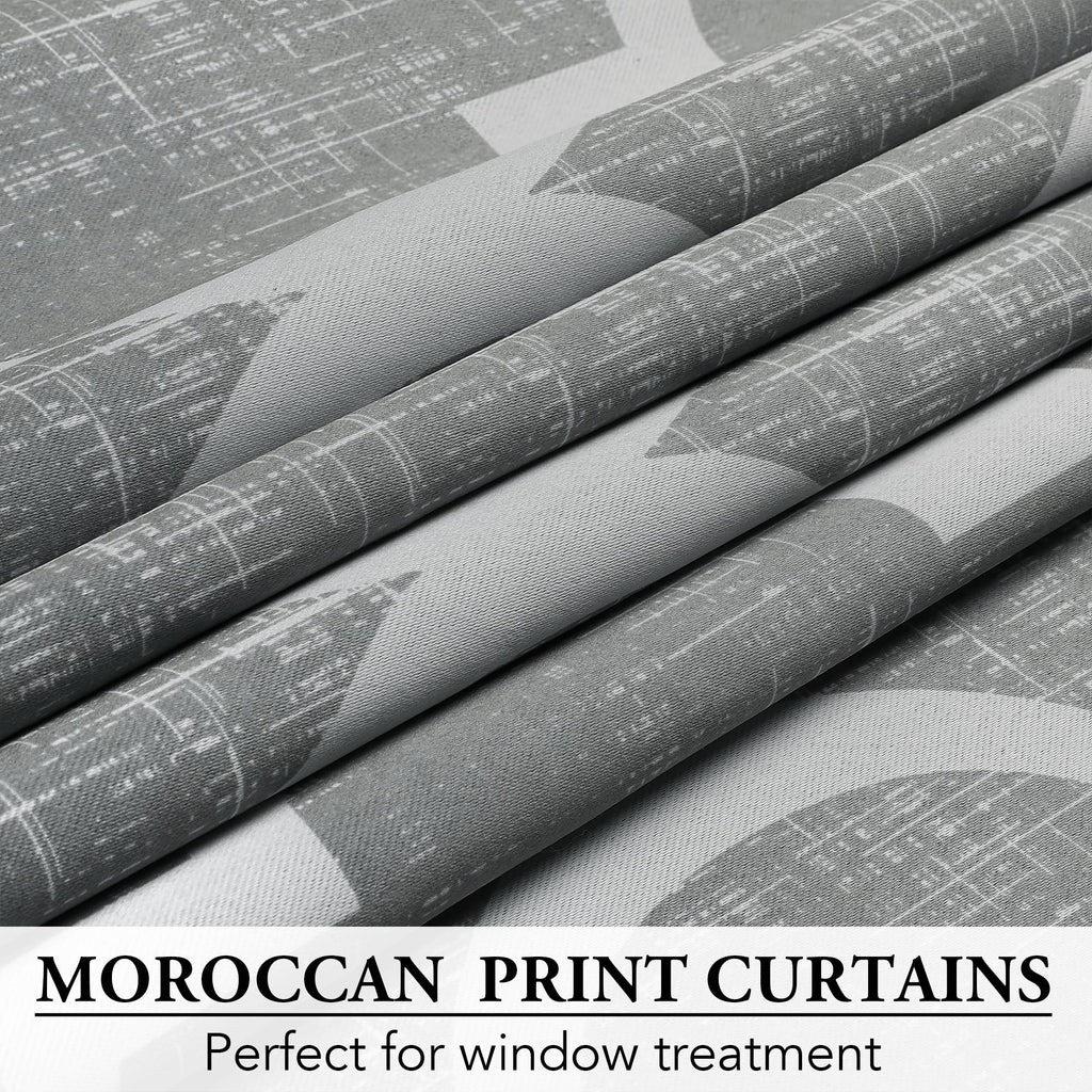 Moroccan 100% Blackout Curtains Bedroom Grey 50x96 2 Panels