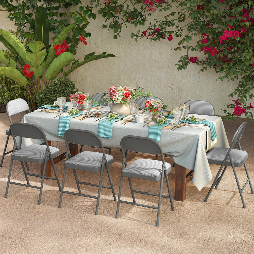 4 Pack Padded Cushion and Back Folding Chairs, Fabric Dining Chair Set with Steel Frame Metal, for Indoor and