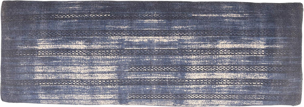 LR Home Blue Upholstered Bench End of Bed | Modern Distressed Accent Bench , or Hallway | 47" L x 16" W x 18" H