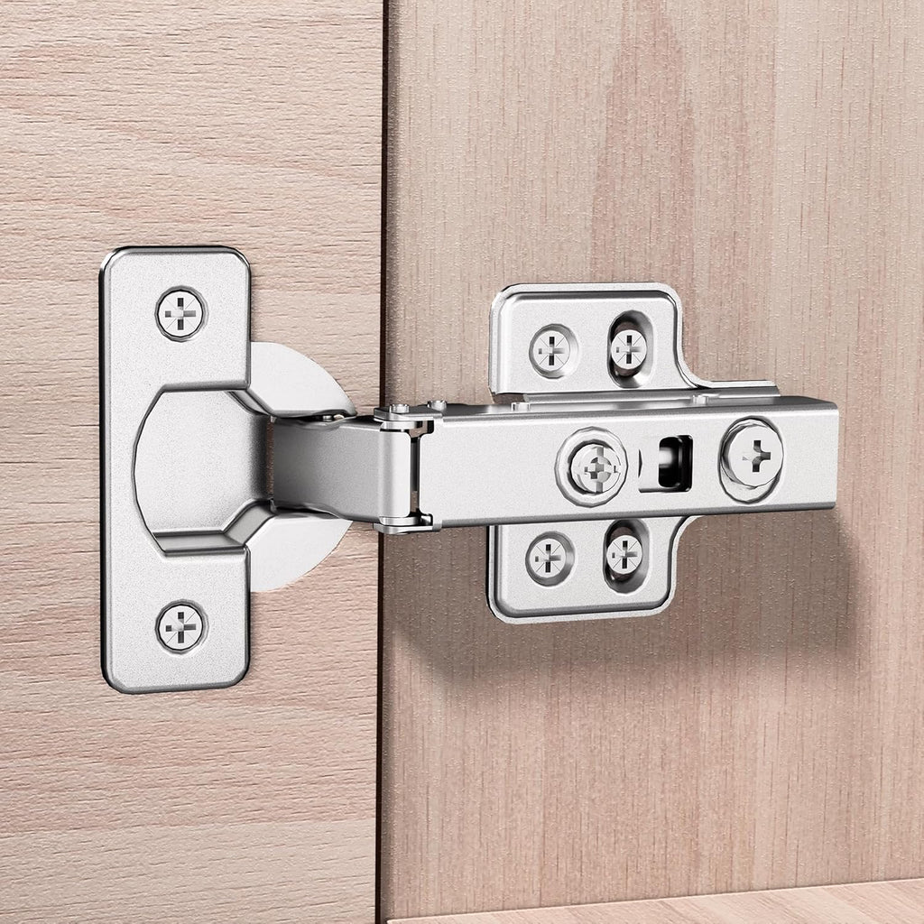 2pcs Professional Grade Full Overlay Soft Close Cabinet Hinges, Frameless Concealed European Style with Four-Hole