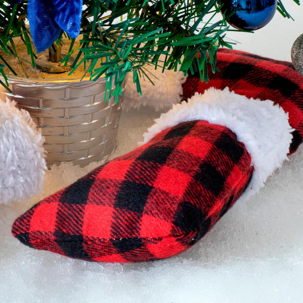 5" Mini ,Red Black Plaid Xmas Stockings Decoration, Party Favors and Holiday Season Supplies - Set of 12