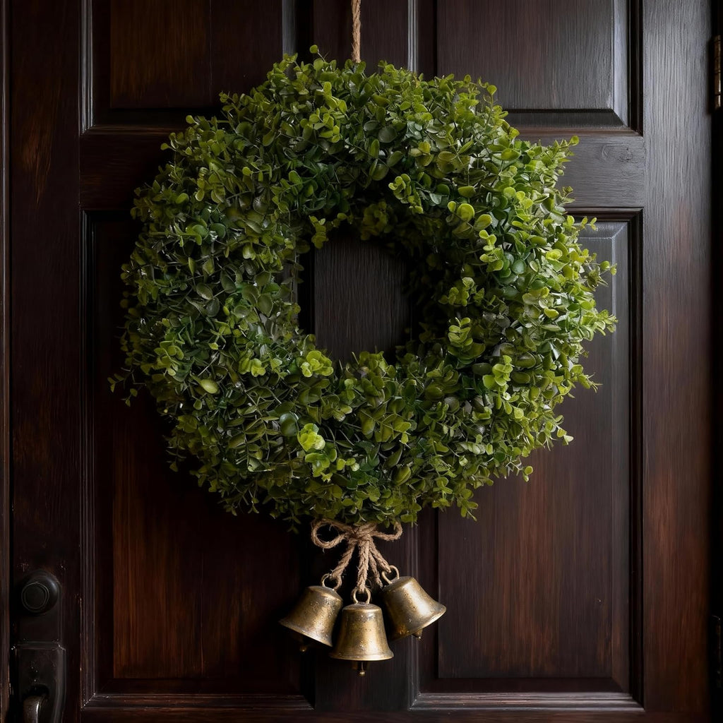 18 Inch Boxwood Wreath for Front Door,Greenery All Year Round