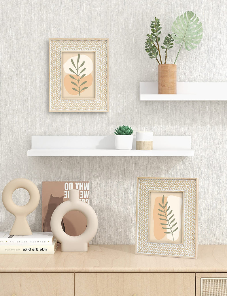 Boho 5x7 Picture Frame Beige Rattan Photo Frame