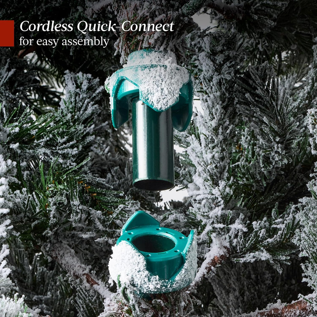 Full Flocked Aspen Christmas Tree, Pre-lit Noble Fir w/ 1,500 Super Bright Twinkling Micro LED Lights, 2-in-1