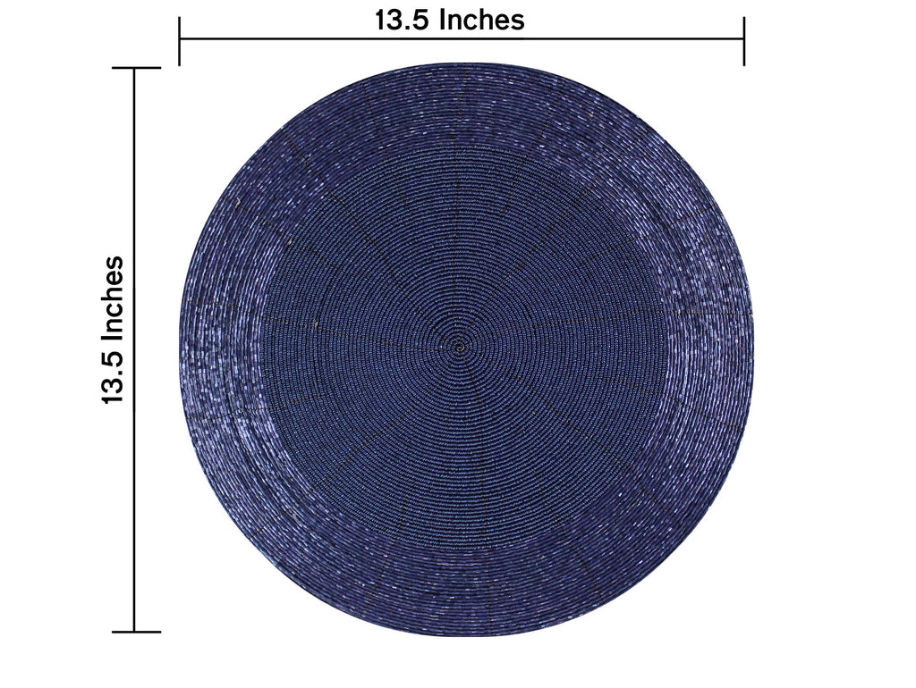 Glitz Handmade Beaded Charger Placemats - Set of 4 - Navy