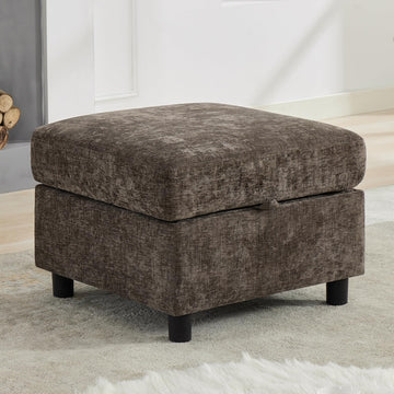 Modular Sectional Couch with Storage, 25'' Storage Sofa Ottoman, Brown
