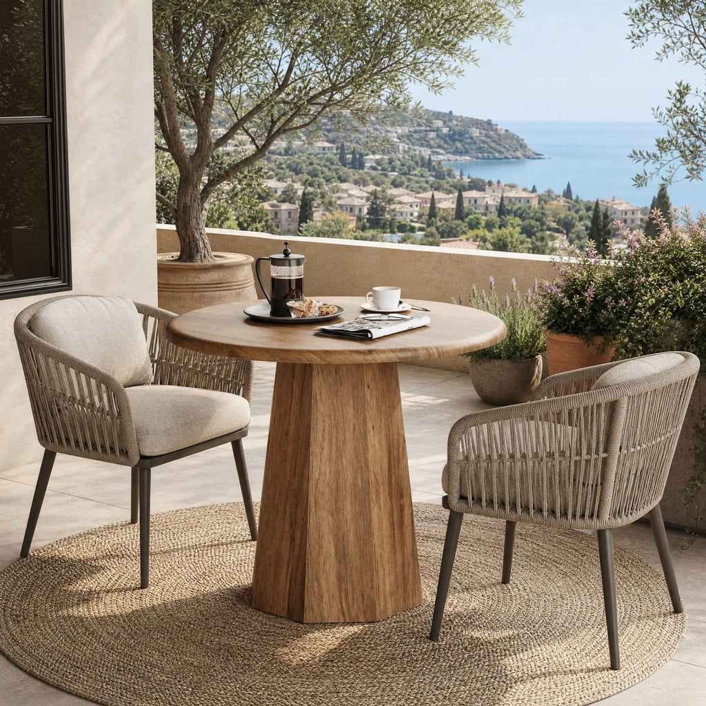 31.5" Round Dining Table for 4, Wood Kitchen Table, Small Dinner Table with Wooden Tabletop and Octagonal Base s