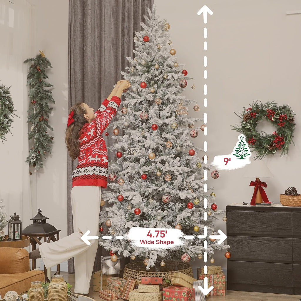 Artificial Spruce Slim Christmas Tree Snow Flocked Xmas Tree