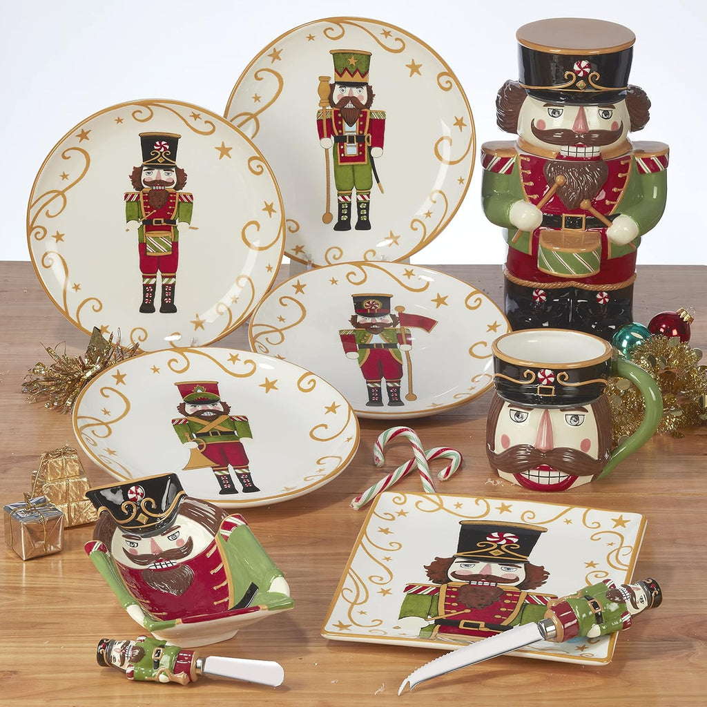 Holiday Magic Nutcracker Cookie Jar, 3D Hand-Painted Ceramic Jar - Festive 56 oz Christmas Kitchen Decor & Candy