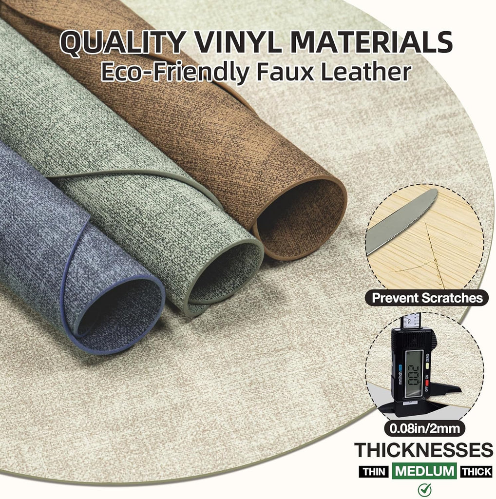 Placemats, 15 Inch Round Faux Leather Place Mats - Set of 6