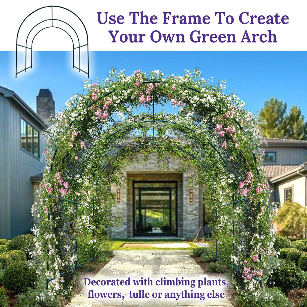 Multi-Size Large Garden Support Arch Frame Climbing Plant Arch Arbor for Flowers/Fruits/Vegetables (13FT x 7FT x