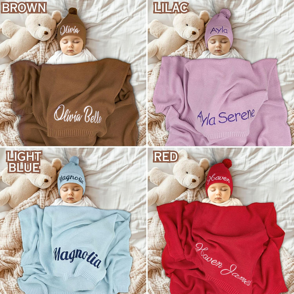 Blanket, 100% GOTS Organic Certified, Customized Swaddle Blanket with Name, Receiving Blankets for Boys and Girls