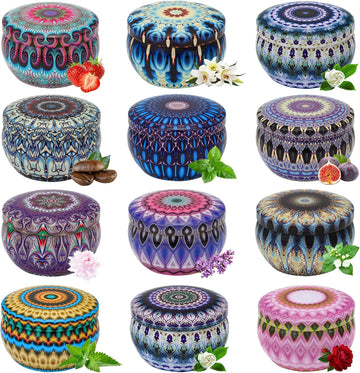 Scented Candle Gift Set Aromatherapy - Mother's Day & Birthday Gift for Her in Jar Soy Wax - Set of 12
