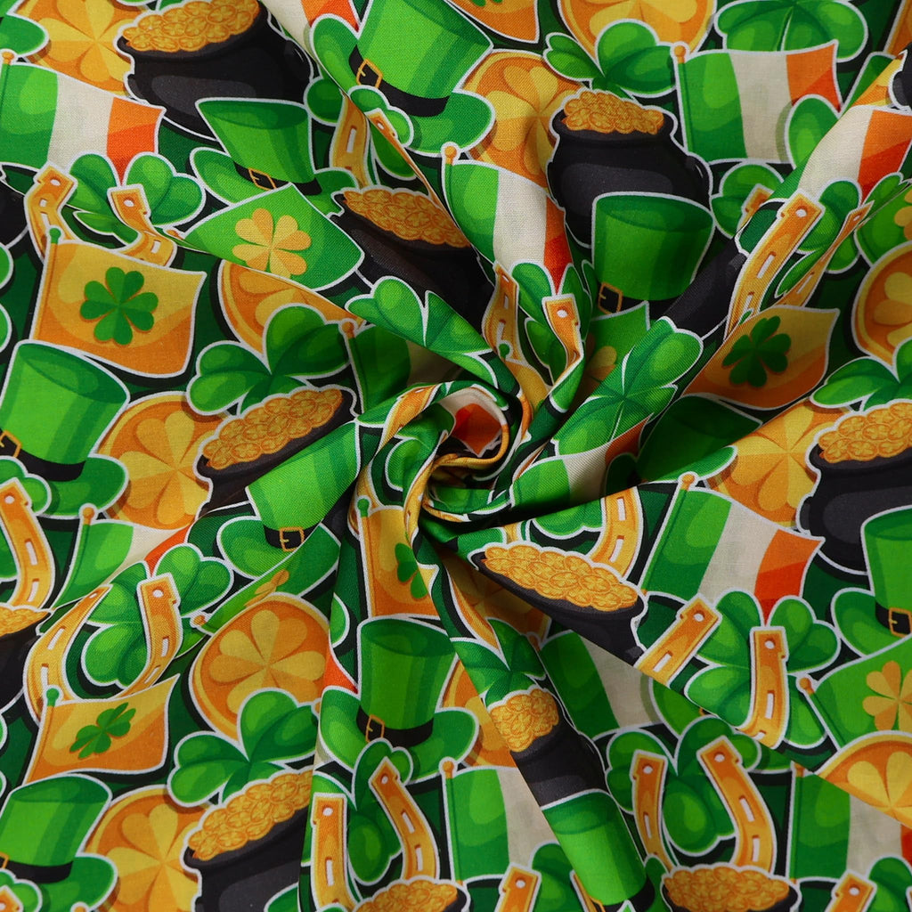 Fabrics St Patrick's Day Cotton Fabric, Gold Cut by The Yard