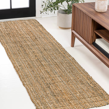 Biot Handwoven Jute Solid Natural Runner Rug, 2x8, Traditional, Rustic, Farmhouse, Coastal, Easy-Cleaning