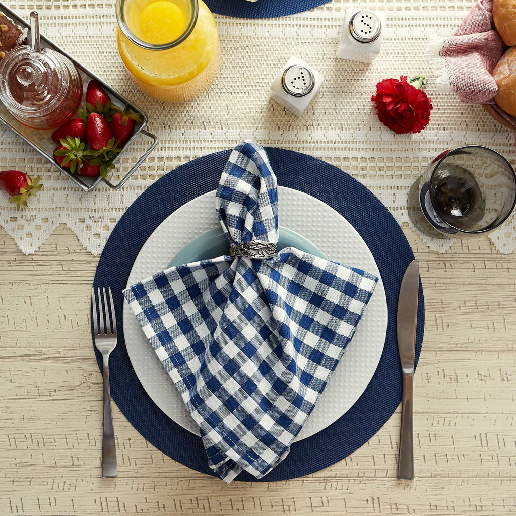 Vinyl Tabletop Collection, Round Placemat Set, 13.75", Nautical Blue, 6 Piece