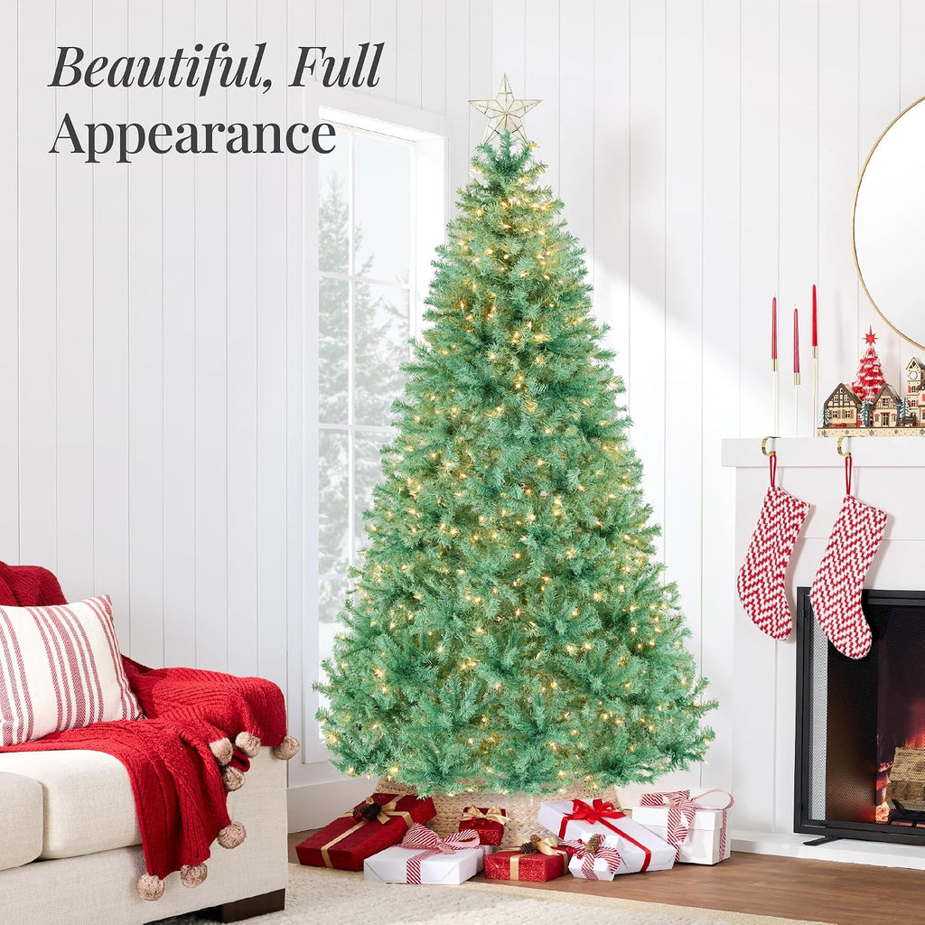 Pre-Lit Sage Green Christmas Tree, Full Artificial Holiday Decoration w/ 2,000 Branch Tips, 900 Lights, Foldable