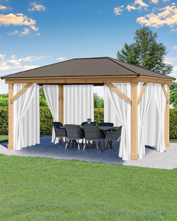 Outdoor Curtains Waterproof Rod Pocket 6 Pcs 54x84 Inch White | Weatherproof Privacy Screens, Built-In Top Slots