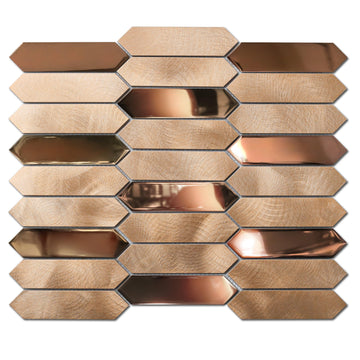 Champagne Gold Tile Long Hexagon Mosaic Tiles Backsplash Wall Bath Shower Floor Real Metal Tile5 Sheets: