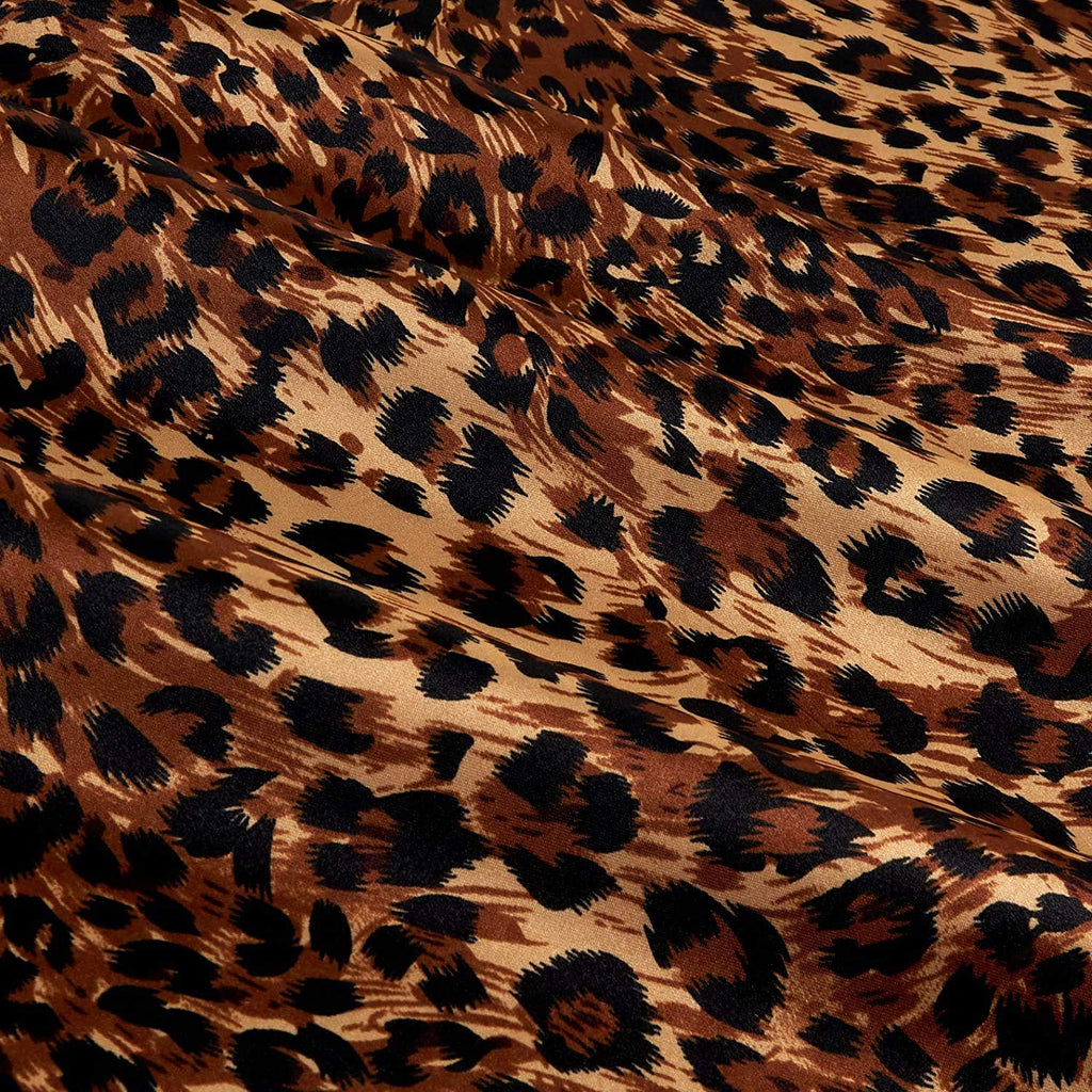 Charmeuse Satin Cheetah Small Brown/Black, Fabric by the Yard
