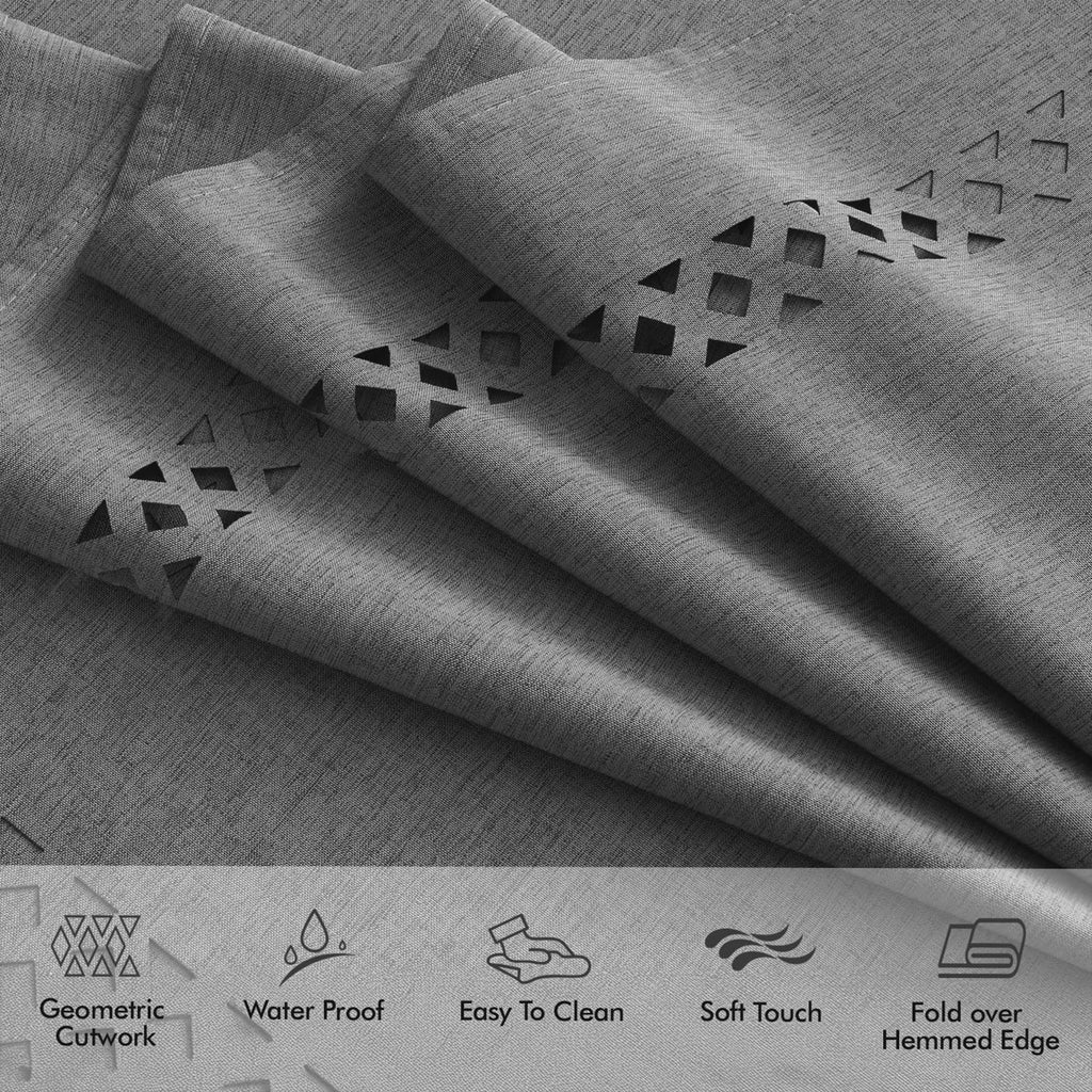 Grey Rectangle Tablecloth with Decorative Cutouts 52x70 Inch