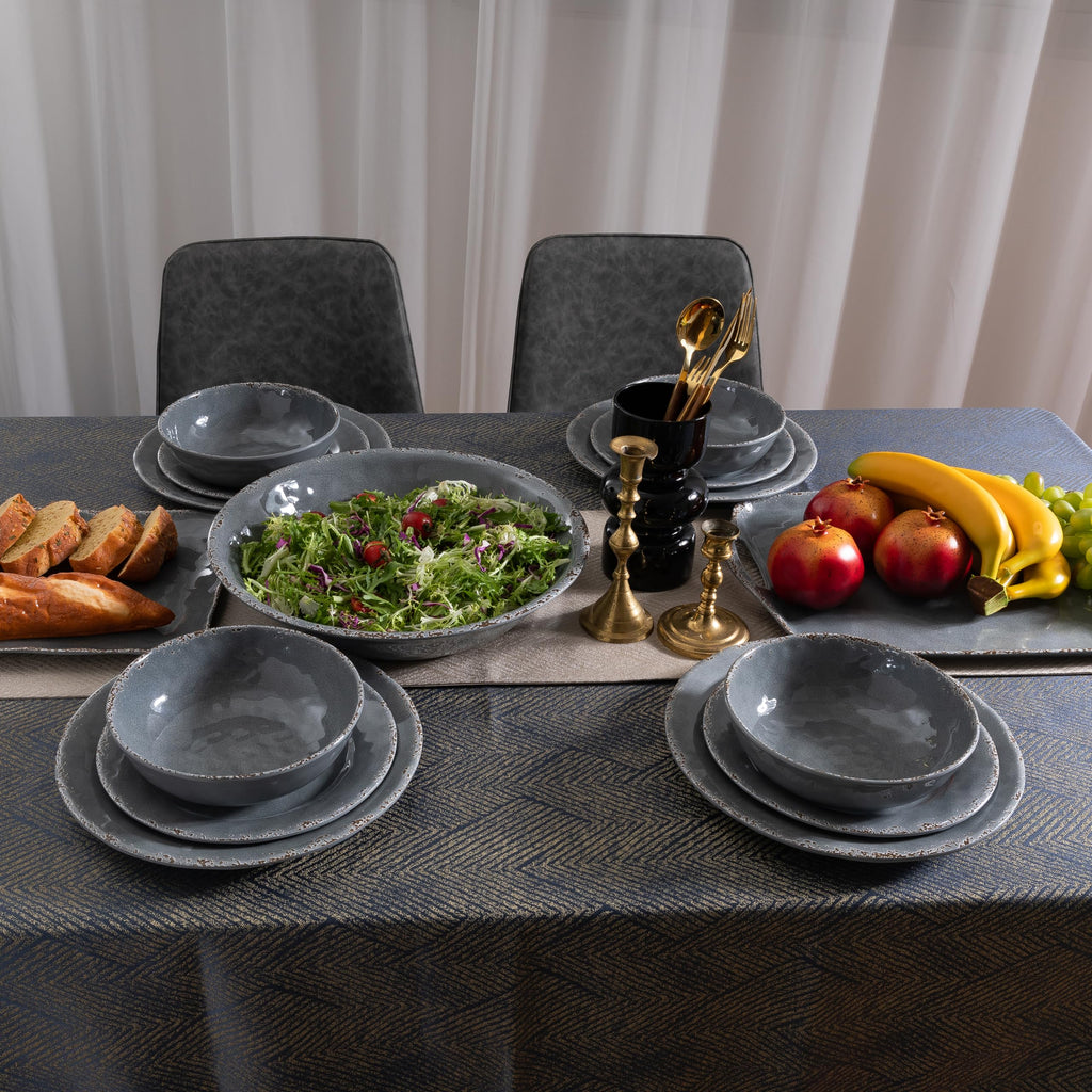 12 Pcs Vintage Melamine Dinnerware Set, Durable Plate and Bowl set