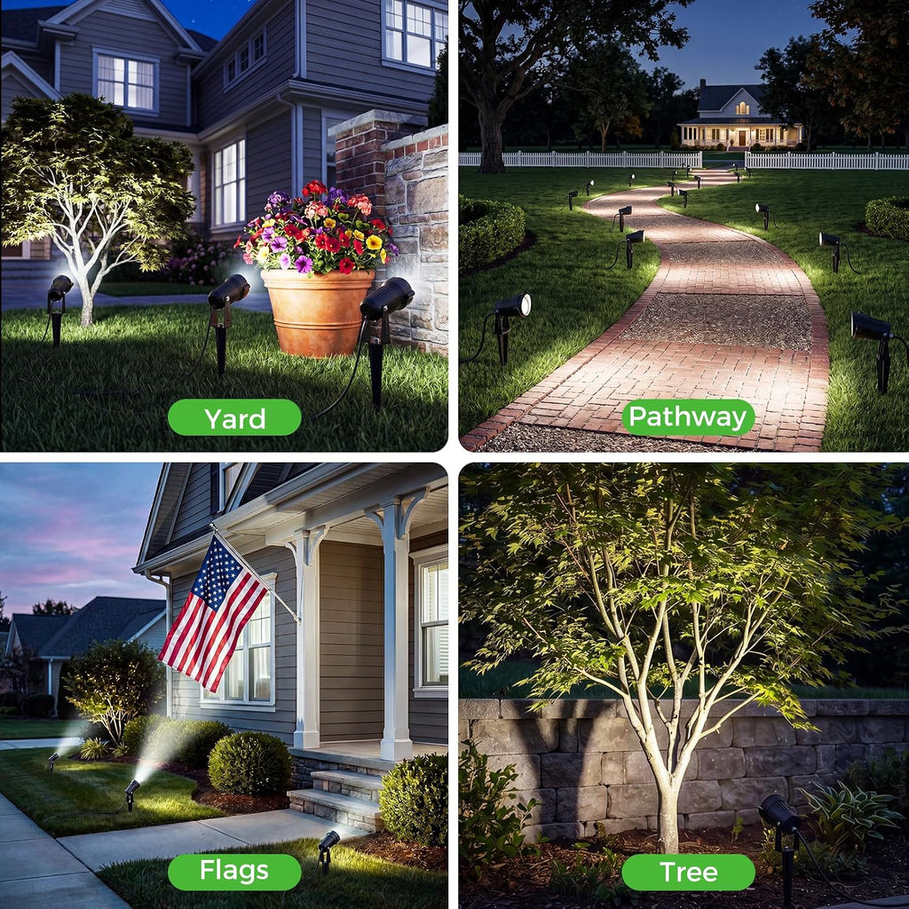 2 Pack Outdoor Spot Lights, 5W LED Landscape Spotlights Lighting with Spiked Stand Waterproof for Yard, Garden, Lawn