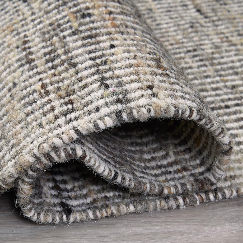Natural Fiber Area Rug - Hand loomed, Soft, Ideal for High Traffic - Sustainable Wool - Striped - Bedroom