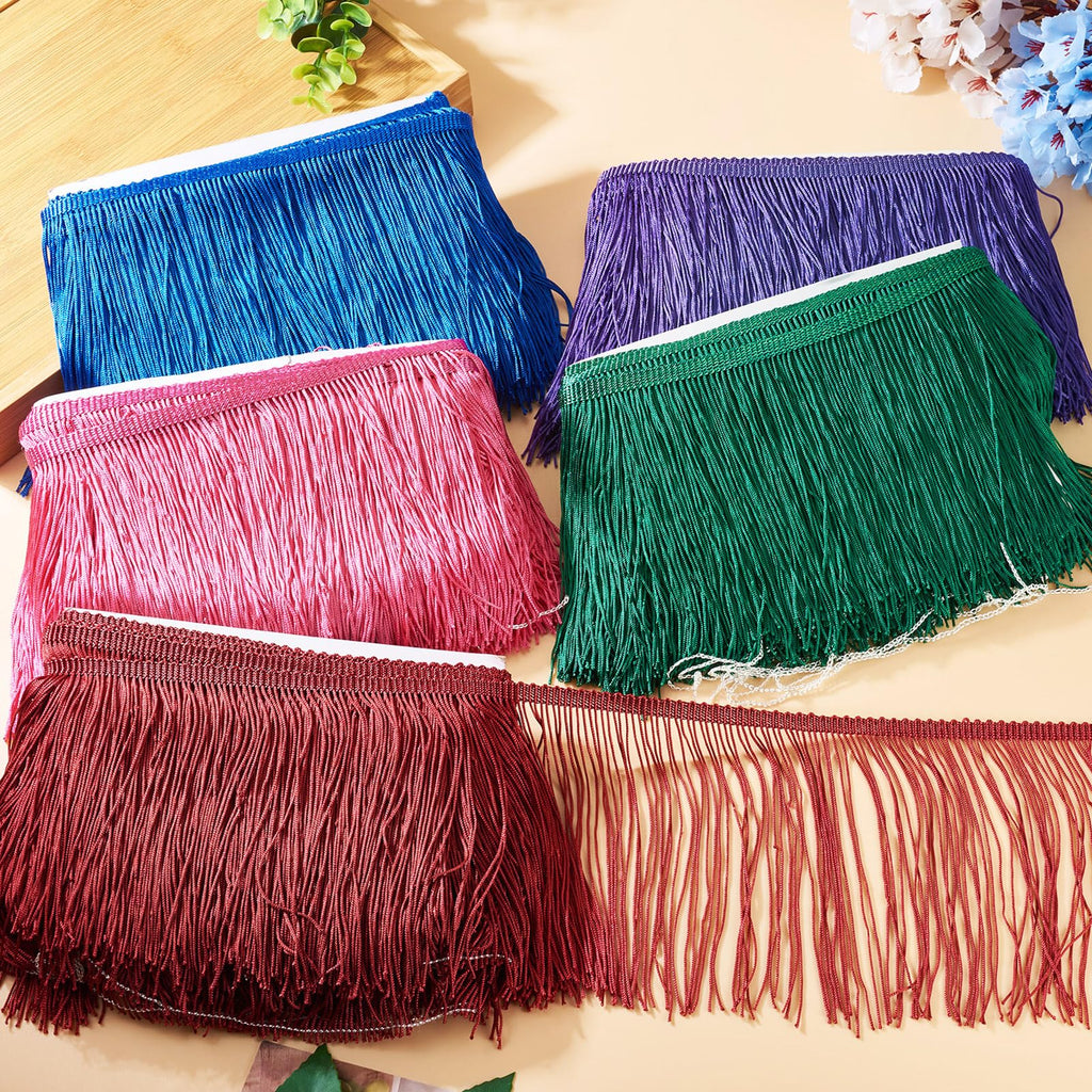 6 Inches Fringe Trim Tassel, Fringe Trim Long Tassel Ribbon Polyester Lace Ribbon Trim for Sewing Clothing - 10 Yards