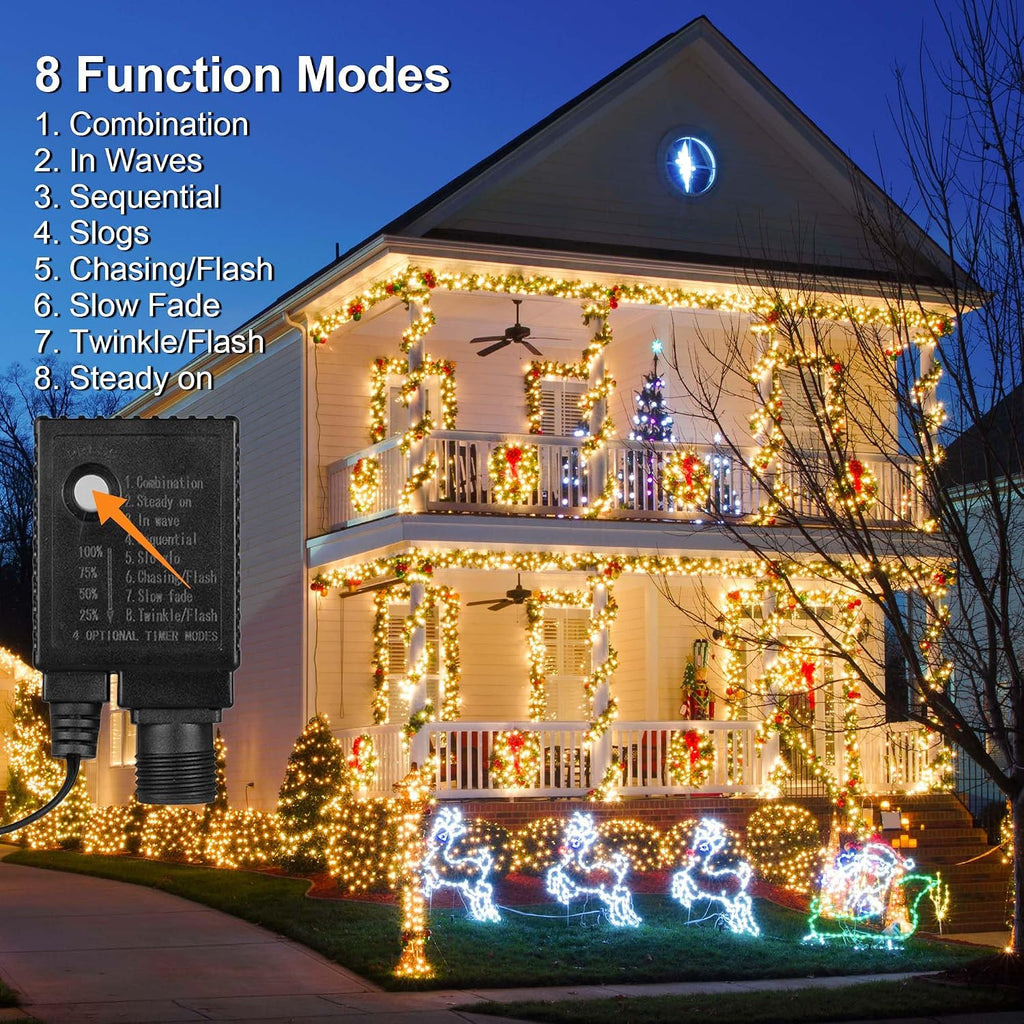 328 FT 1000 LED Christmas Lights, Waterproof Christmas Lights Outdoor with 8 Modes&Timer, Plug in Fairy Light