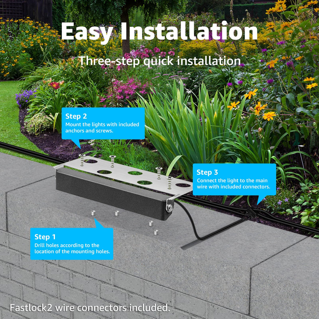 7 Inch Retaining Wall Lights 5W LED Hardscape Lighting Low Voltage Step Lights 3000K Warm White Waterproof