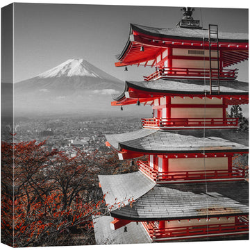 Canvas Print Wall Art Pop of Color Japanese Shrine & Mt. Fuji Architecture & Maps Cities Photography Realism Chic